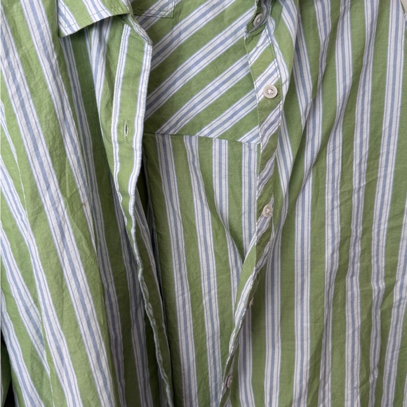 Aerie Green Blue and White Striped Button-Up Shirt - Picture 5 of 5